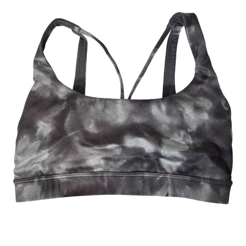 Athleta‎ Womens Small Grey Tie Dye Strappy Back Cutout Sports Bra Yoga Top